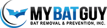 Blue and black My Bat Guy Logo with Bat Icon